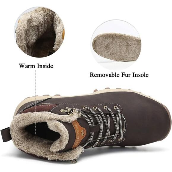 Men\'s Winter Snow Boots Warm Ankle Anti-Slip Water Resistant Hiking Walking